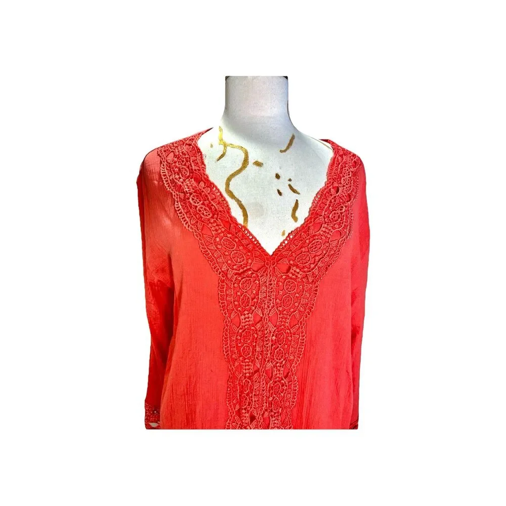 Isaac Mizrahi Cover Up Size XXL Women’s Coastal Grandmother Boho Chic Coral Set